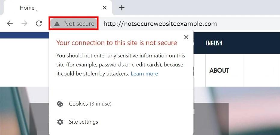 Not secure warning example